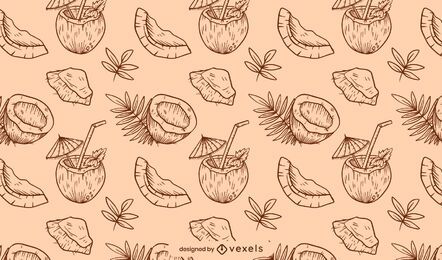 Hand drawn coconut pattern design Hand drawn coconut pattern design