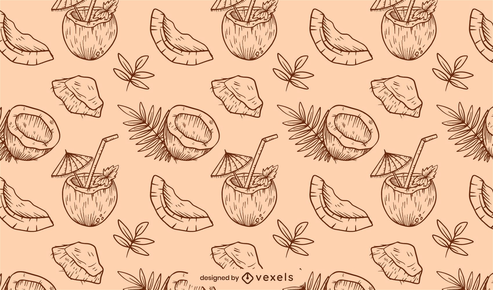 Desenho de padrão de coco desenhado à mão