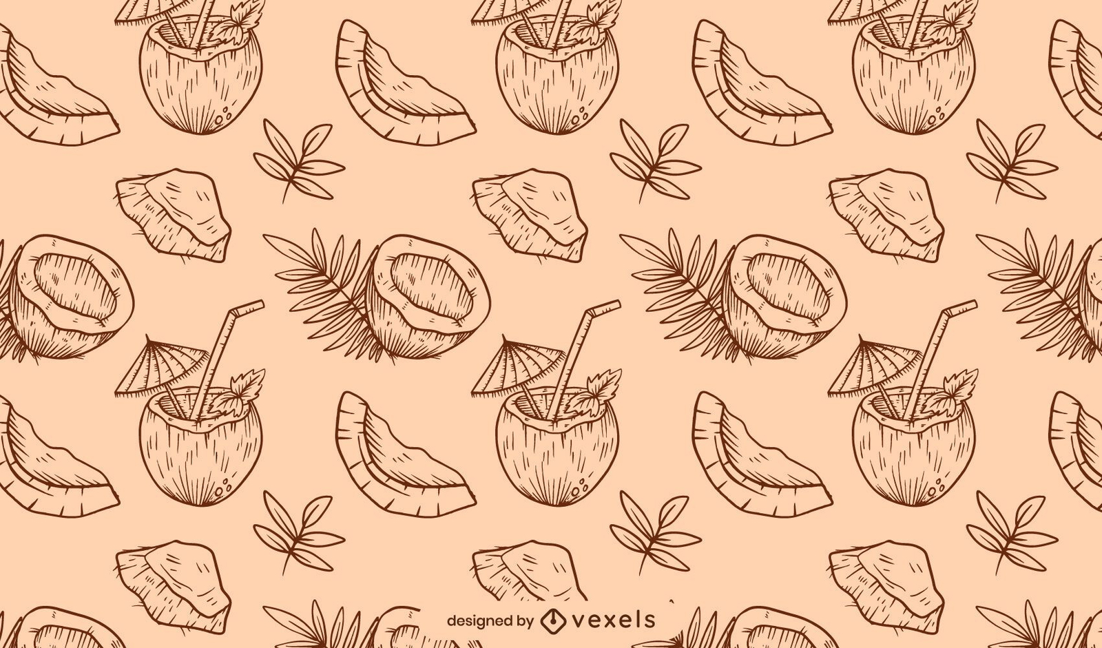 Hand drawn coconut pattern design