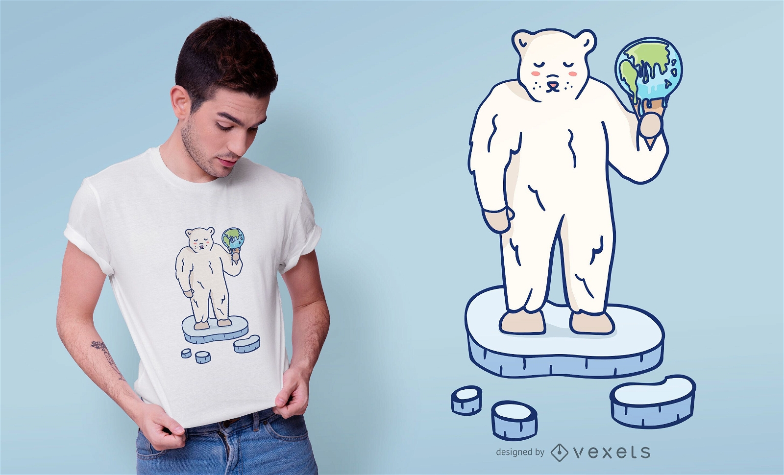 Design de camiseta de urso polar para o aquecimento global