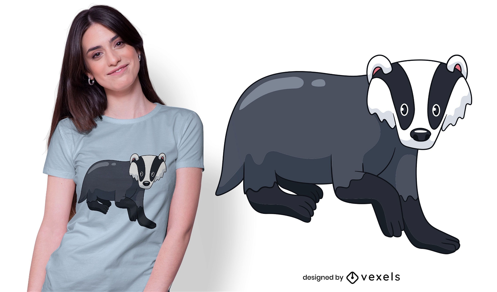 Design de t-shirt para texugo com olhar de animal