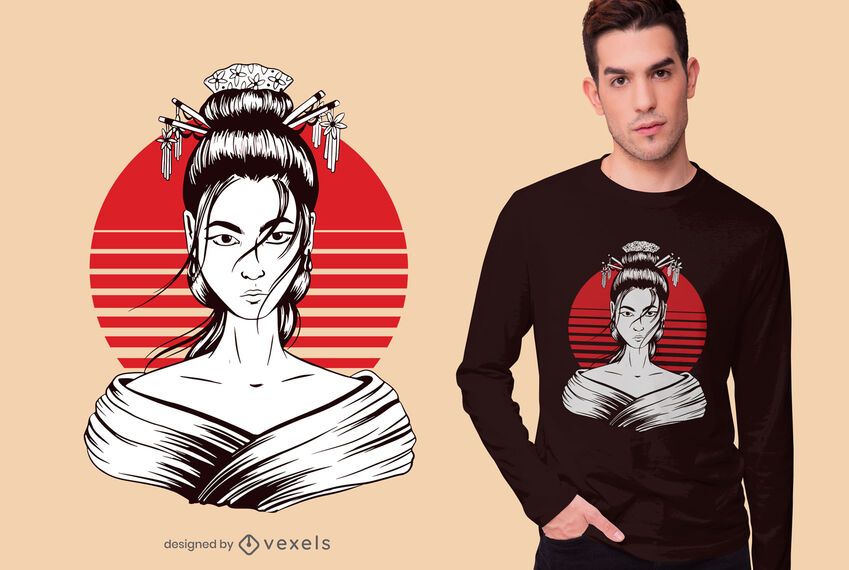 Japanese geisha t-shirt design Japanese geisha t-shirt design
