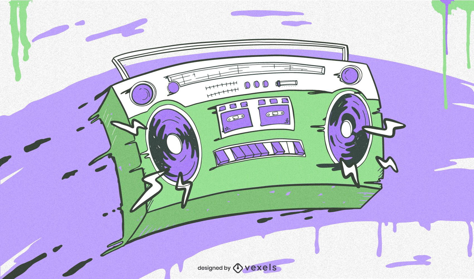 Hip Hop bunte Boombox Illustration