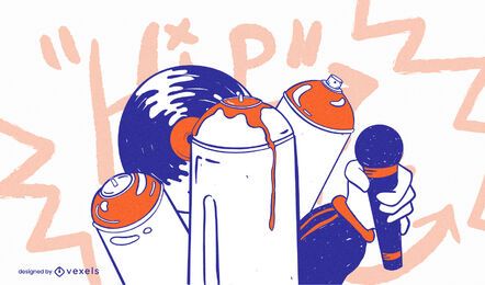 Ilustração de elementos de hip hop Ilustração de elementos de hip hop