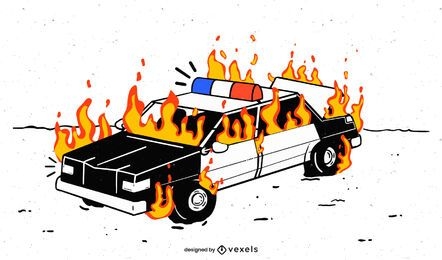 Police Car in Flames