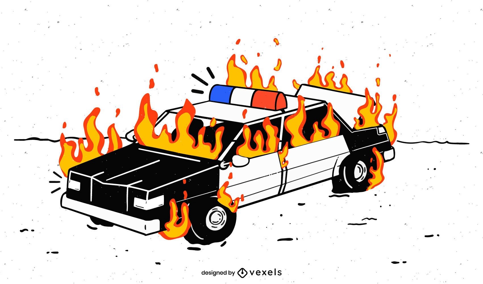 Polizeiauto in Flammen