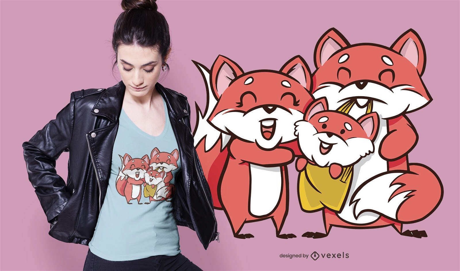 Cute fox family t-shirt design