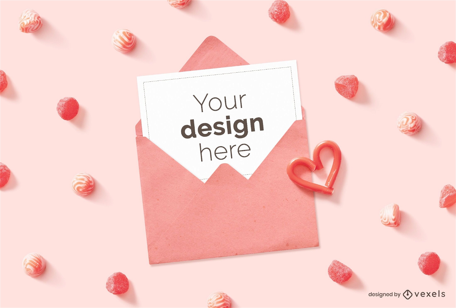 Valentine's day card envelope mockup composition