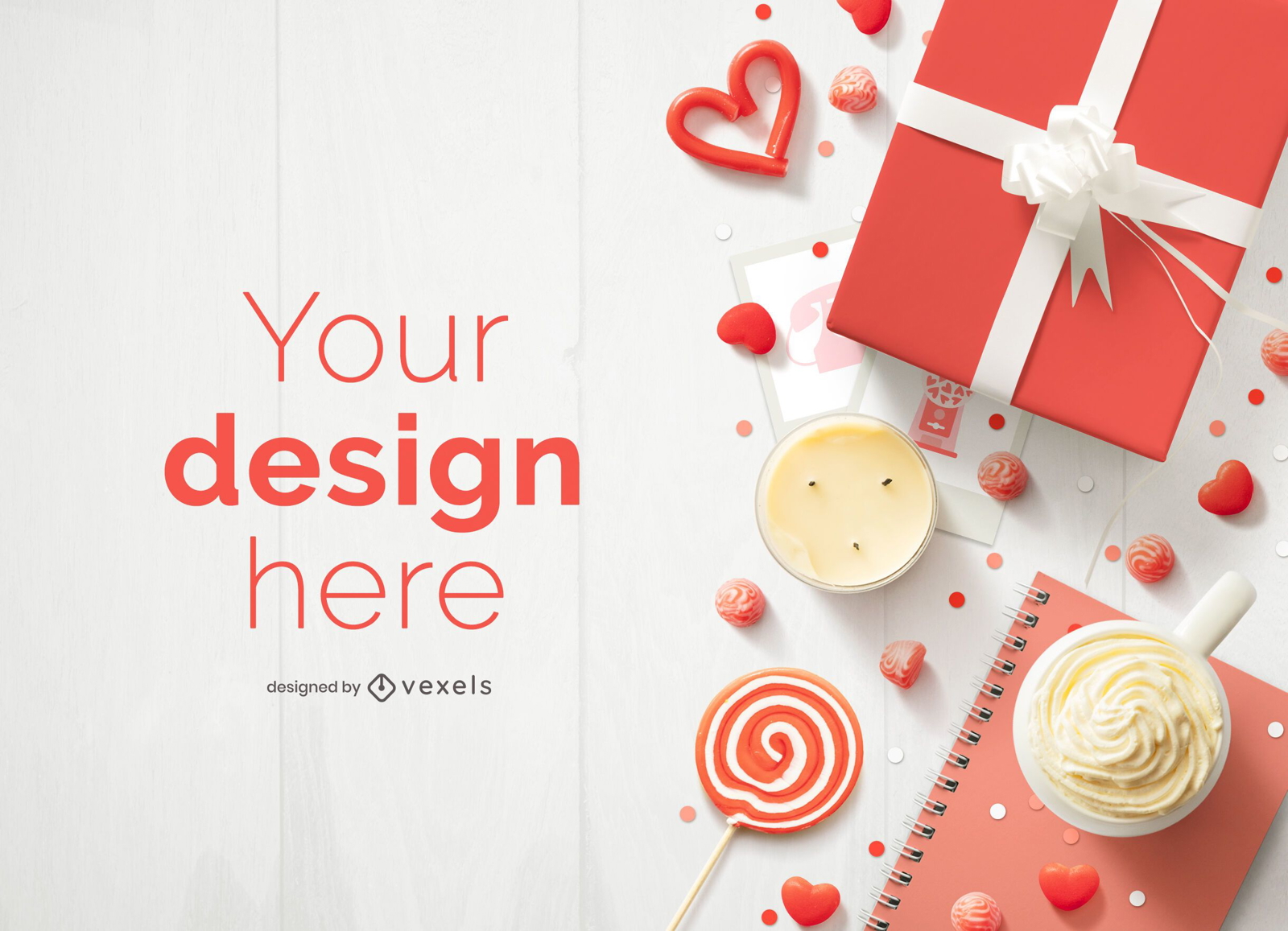 Valentine's day presents and sweets mockup