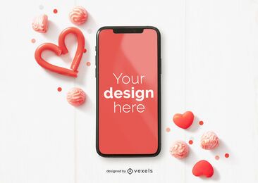Valentine's day iphone mockup