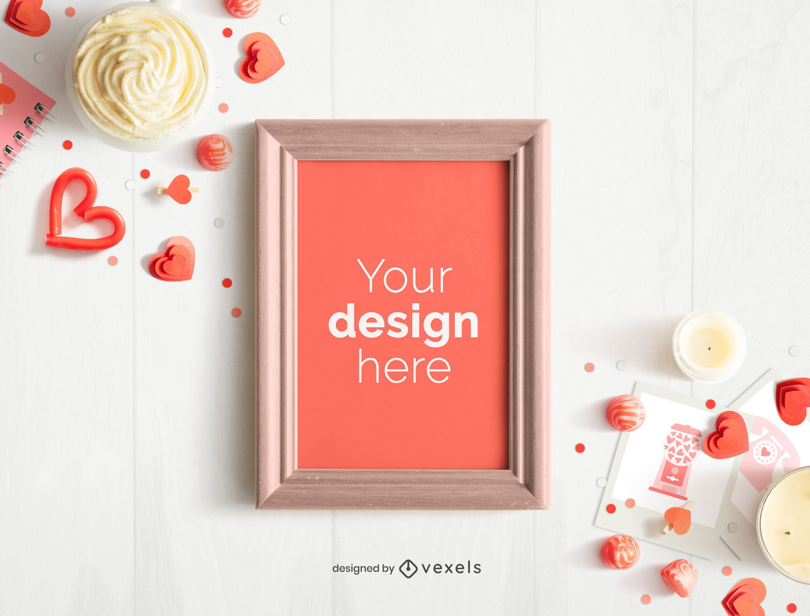 Valentine's day frame poster mockup