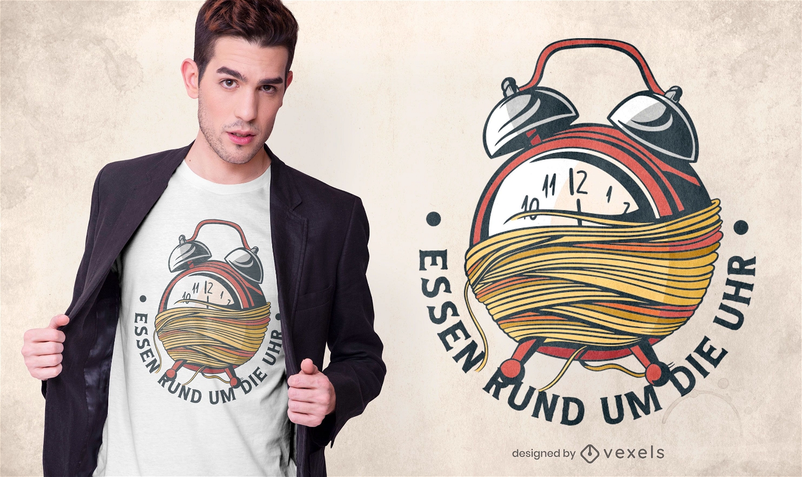 Diseño de camiseta alemana Spaghetti Clock