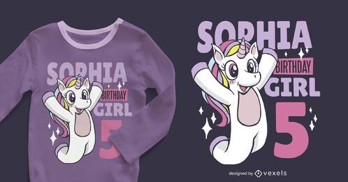 Diseño de camiseta editable de unicornio de cumpleaños