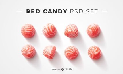 Red candies psd elements for mockups
