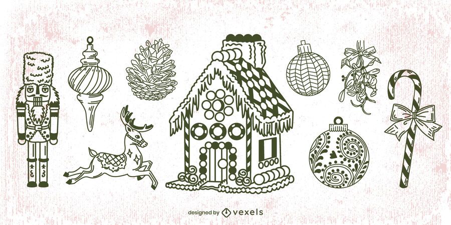 Hand Drawn Christmas Elements Stroke Pack Hand Drawn Christmas Elements Stroke Pack