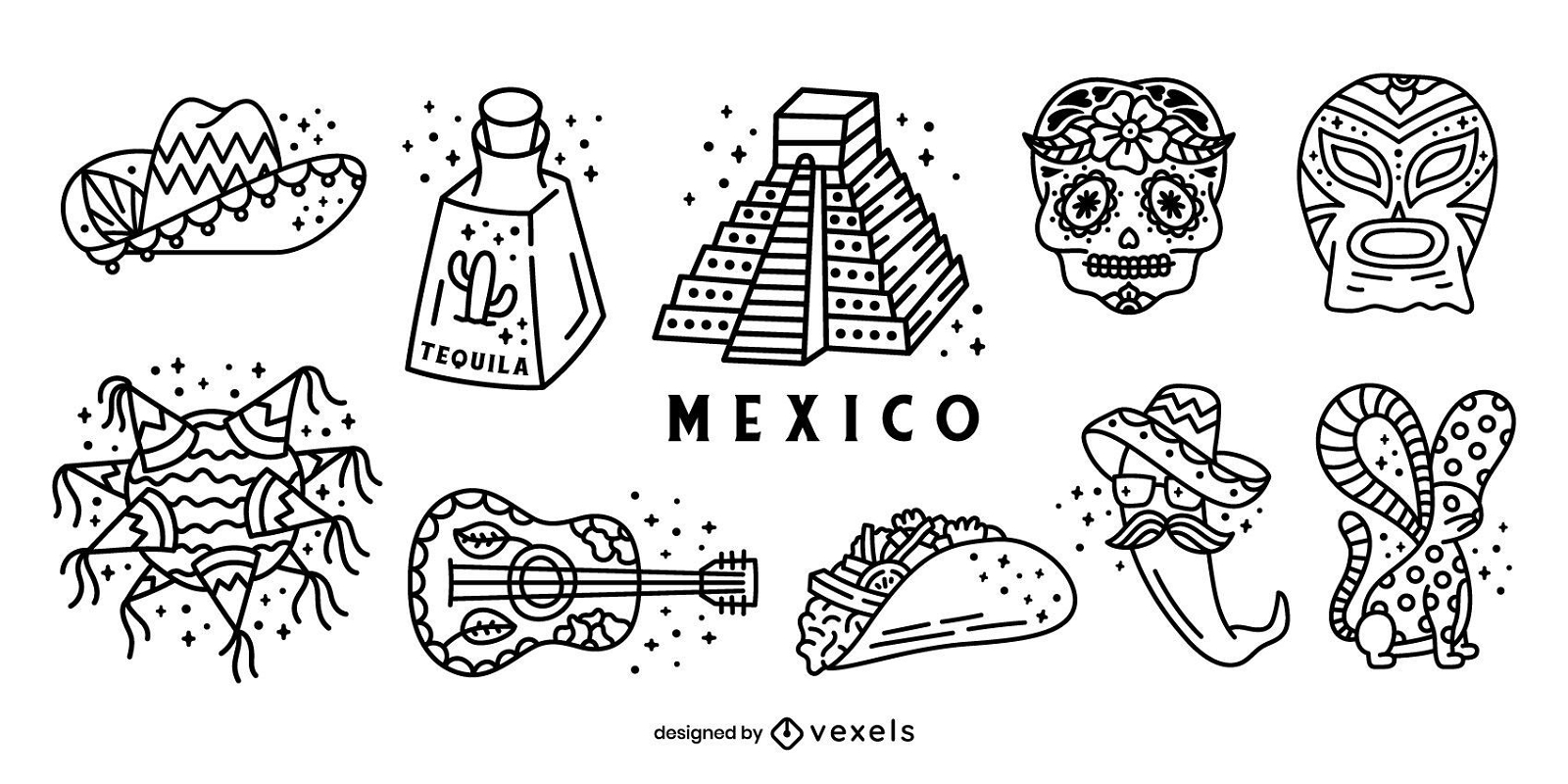 Mexico Stroke Elements Pack