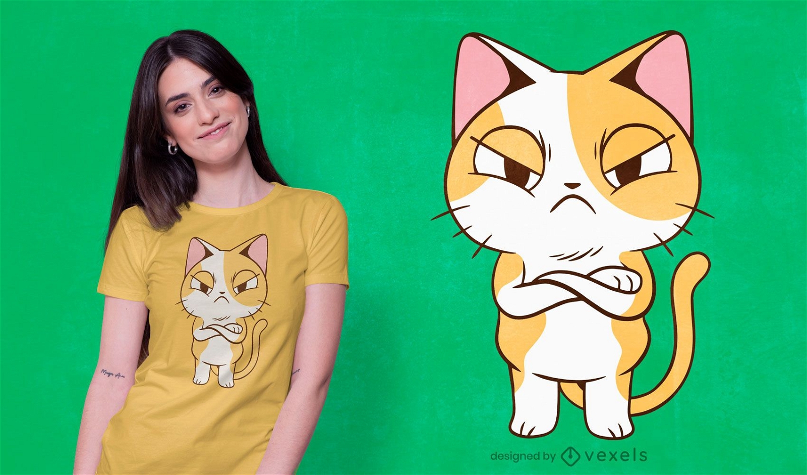 Design de camiseta de gatinho zangado