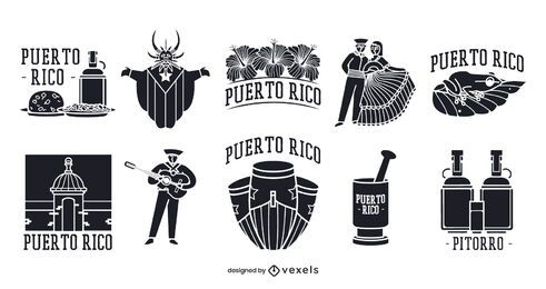 Paquete de elementos de silueta de Puerto Rico