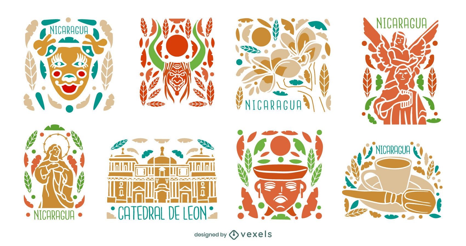 Nicaragua Illustrated Culture Elements Pack