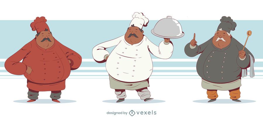 Paquete de dibujos animados de chef de piel oscura Paquete de dibujos animados de chef de piel oscura