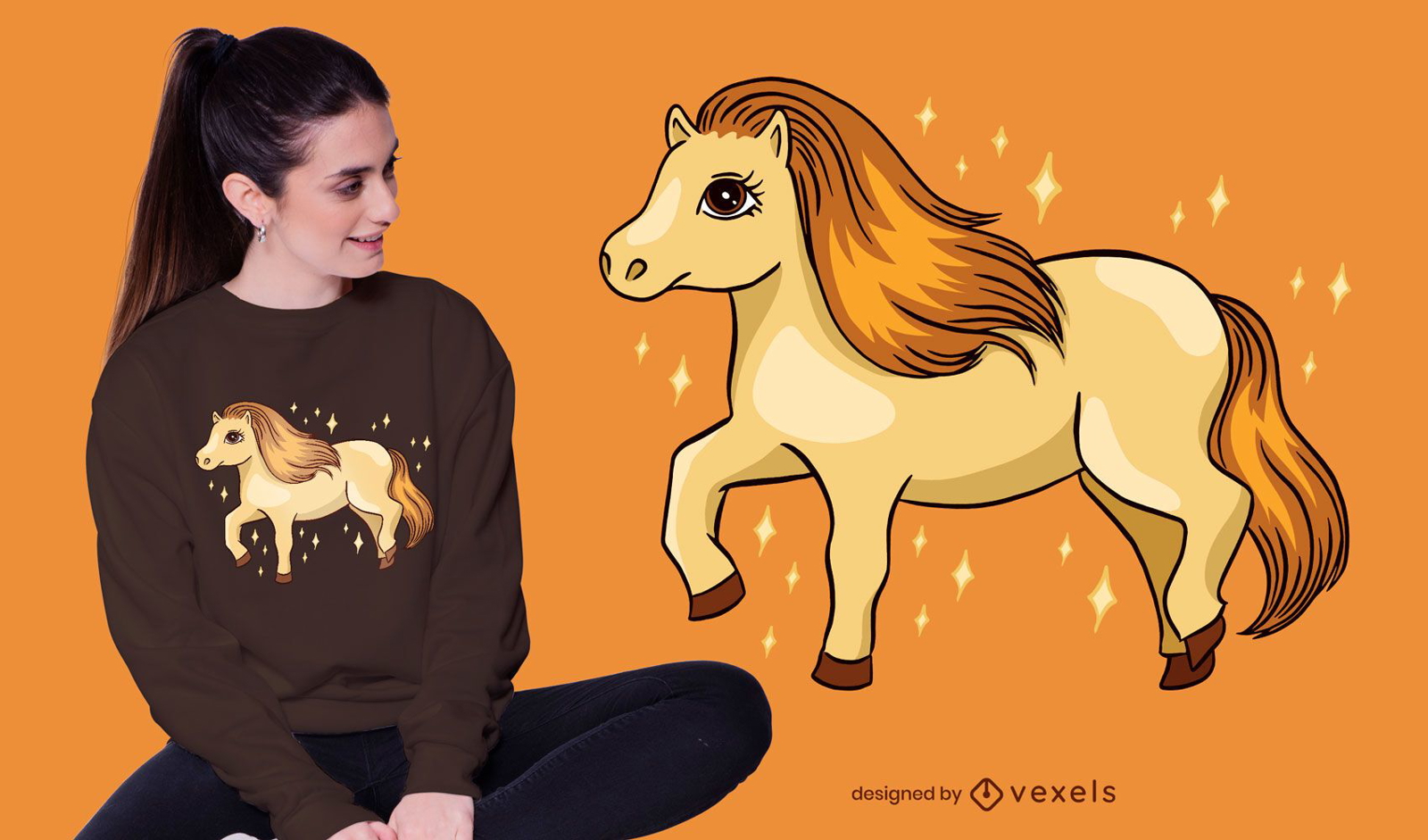 Cute shetland pony t-shirt design