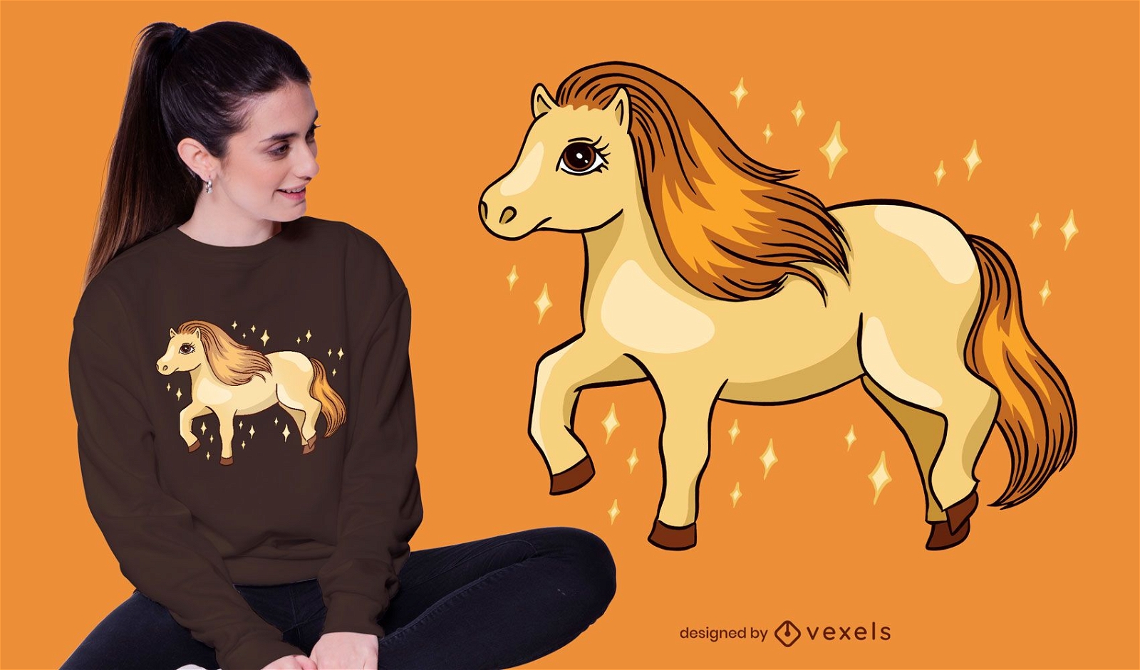 Lindo diseño de camiseta de pony shetland