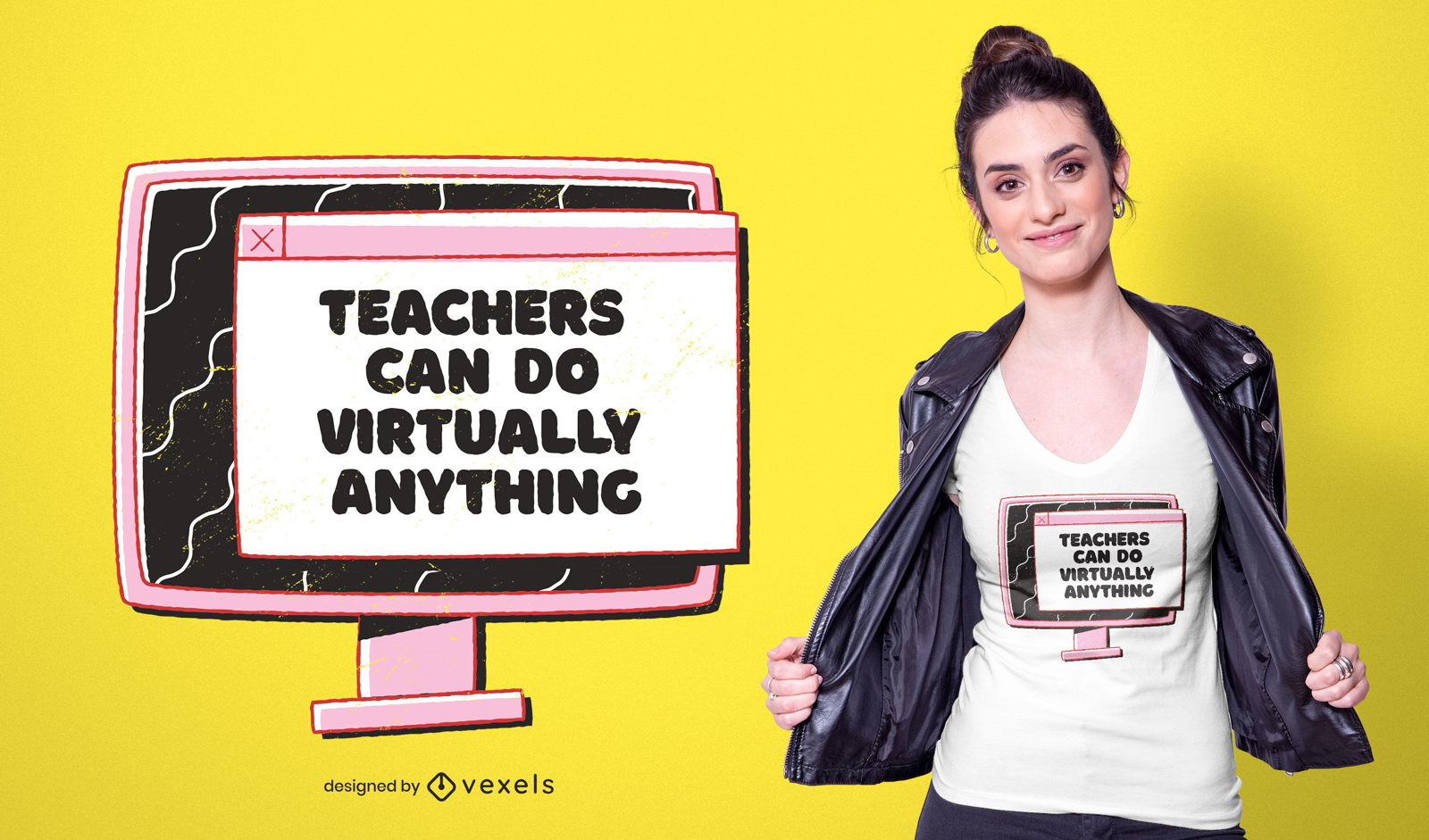 Diseño de camiseta de profesores virtuales.