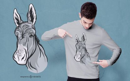 Diseño de camiseta de cabeza de burro.