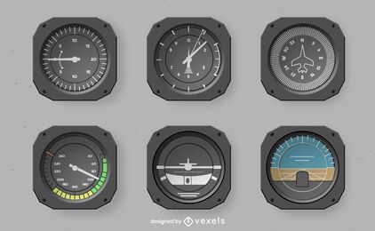 Realistic Cockpit Instruments Design Set