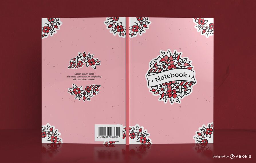 Diseño de portada de cuaderno floral de la vieja escuela Diseño de portada de cuaderno floral de la vieja escuela