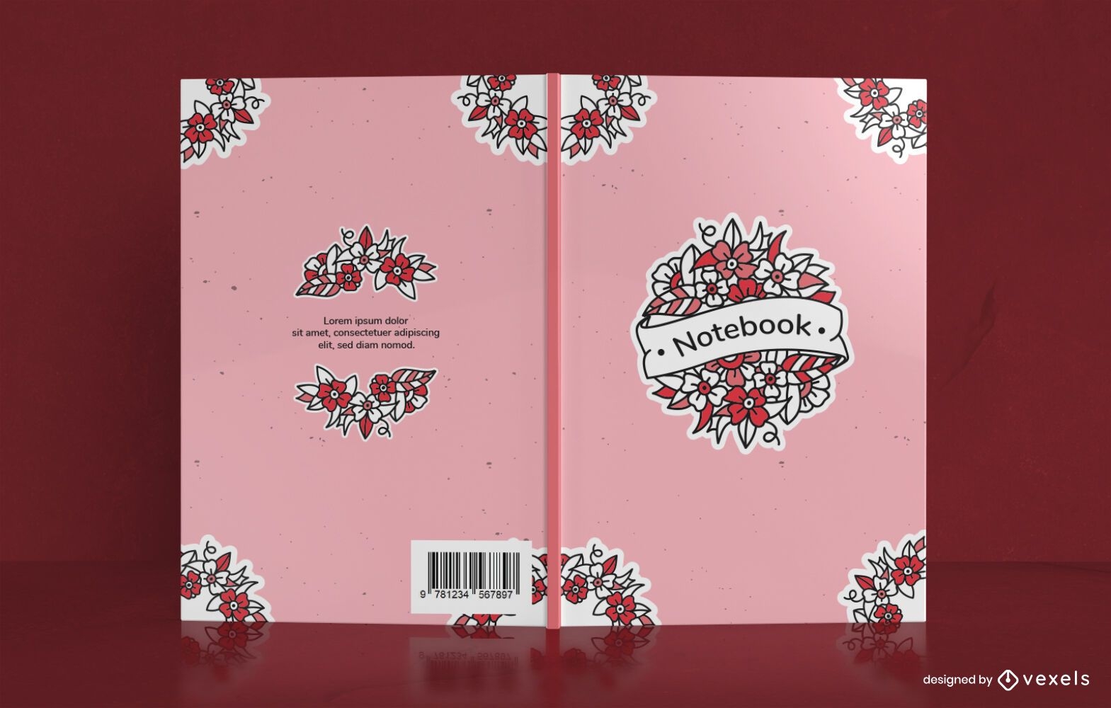 Design de capa de caderno floral da velha escola
