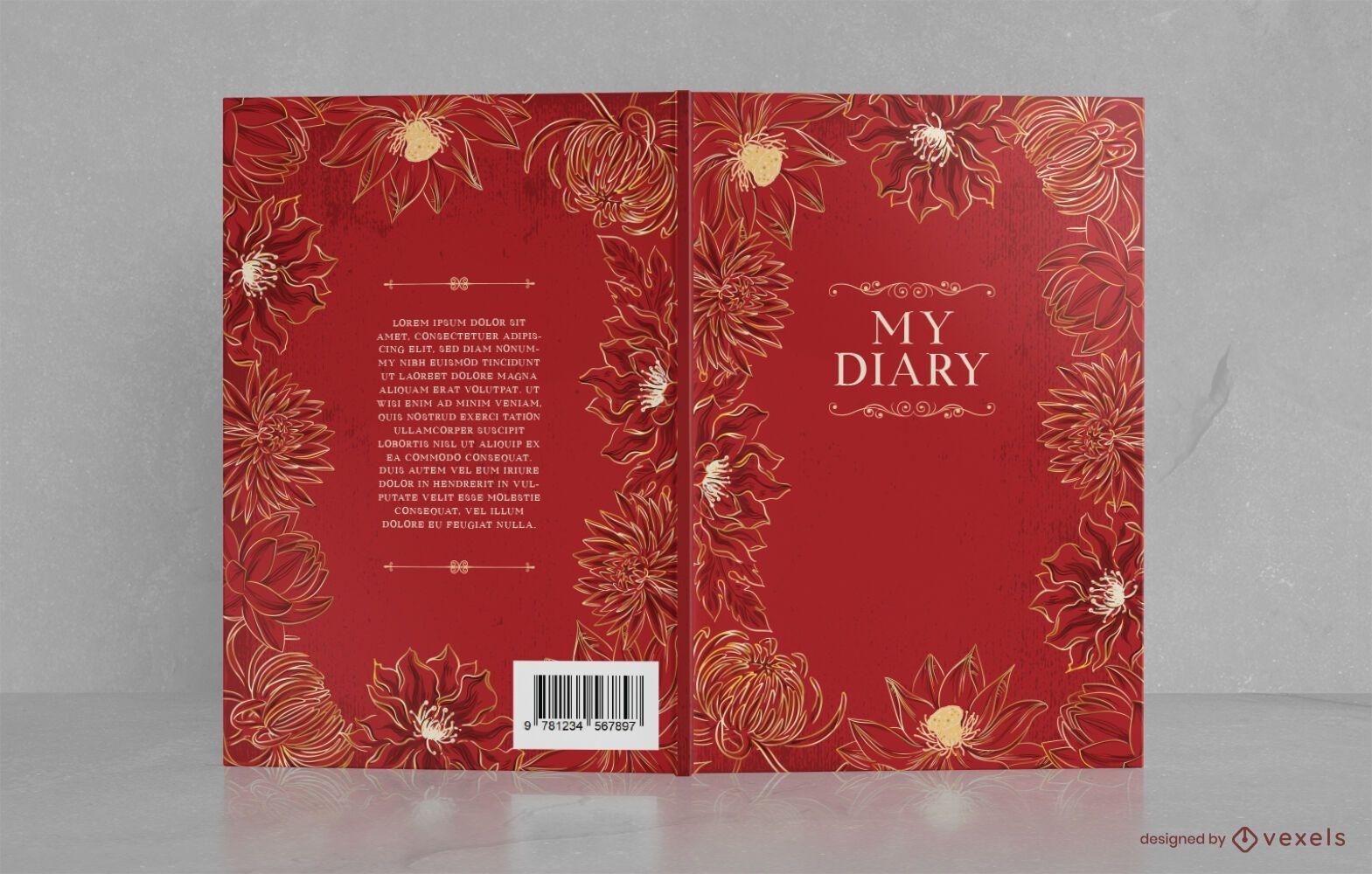 Diseño de portada de libro floral ornamental