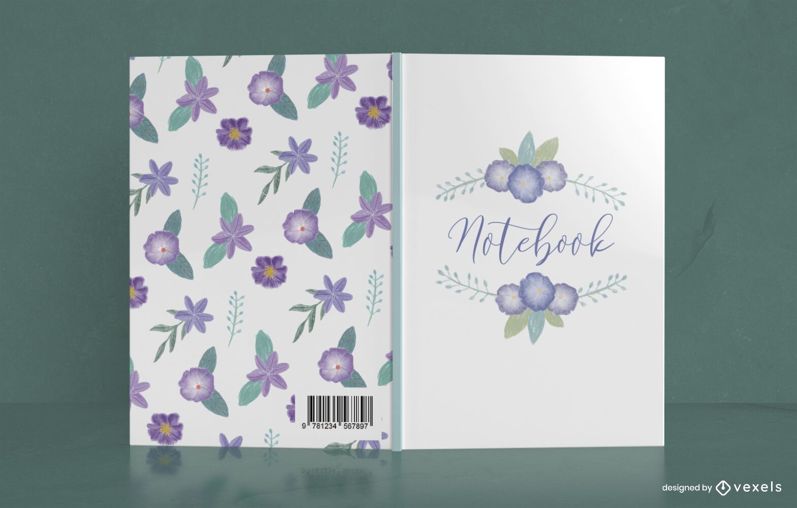 Diseño de portada de cuaderno floral lila