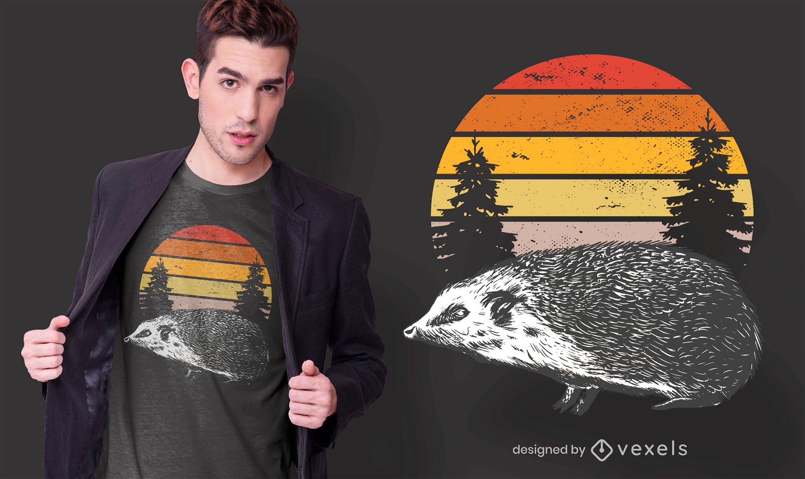 Sunset hedgehog t-shirt design