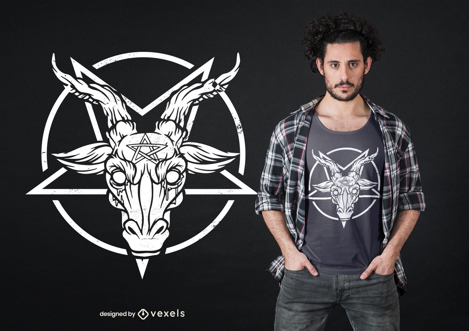Design de camiseta com pentagrama Baphomet