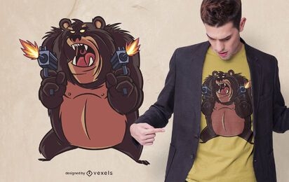 Diseño de camiseta de oso enojado