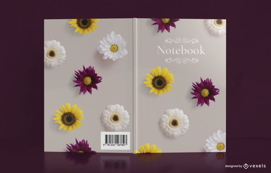 Diseño de portada de cuaderno de flores reales Diseño de portada de cuaderno de flores reales