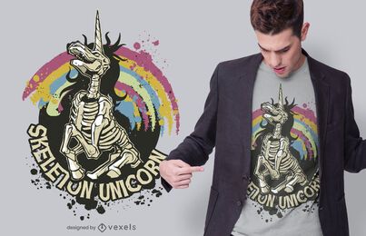 Desenho de camiseta de esqueleto de unicórnio Desenho de camiseta de esqueleto de unicórnio