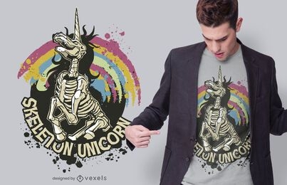 Diseño de camiseta esqueleto unicornio