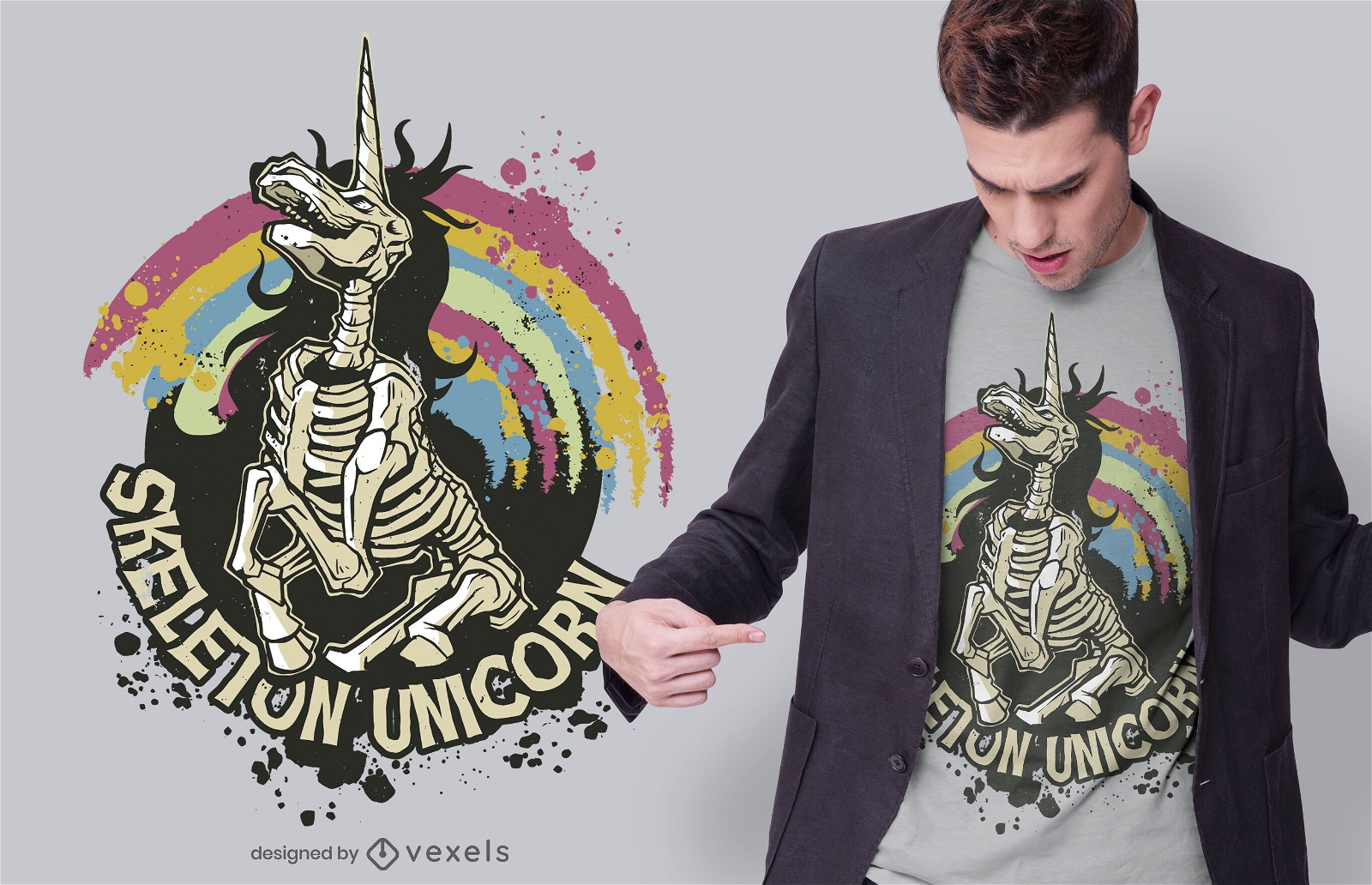 Skelett Einhorn T-Shirt Design