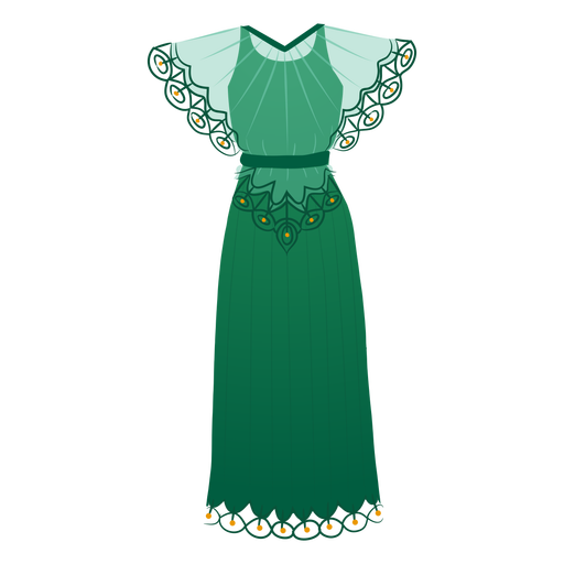 Female detailed  dress outfit illustration PNG Design