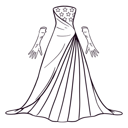Formale amerikanische gemusterte Kleid Strich PNG-Design