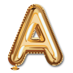 Golden letter balloon alphabet a PNG Design