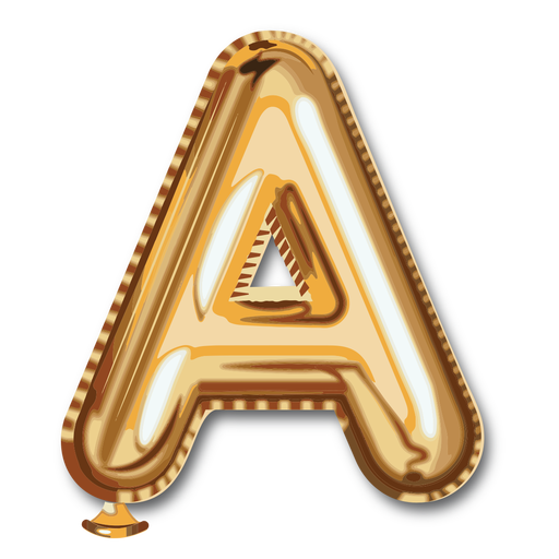 Golden letter balloon alphabet a