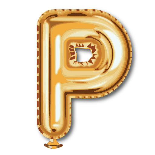 Golden letter balloon alphabet p graphic PNG Design