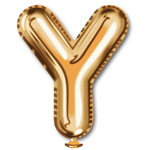 Alfabeto de balão com letra dourada y Desenho PNG
