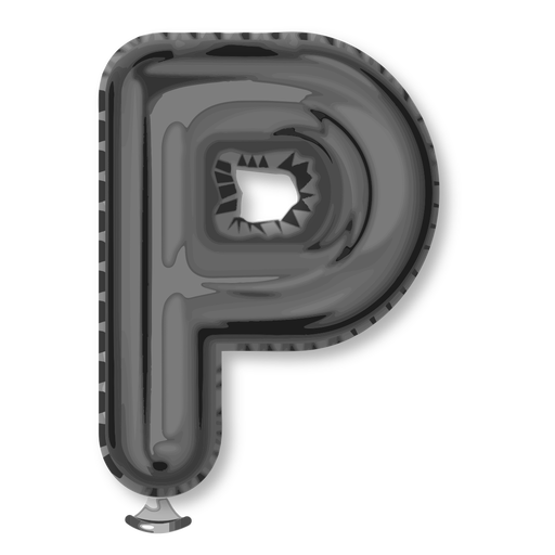 Alfabeto de balão com letras prateadas p Desenho PNG