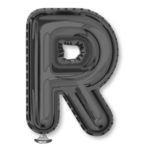 Alfabeto de globo letra de plata r Diseño PNG