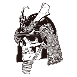 Crânio de samurai desenhado à mão