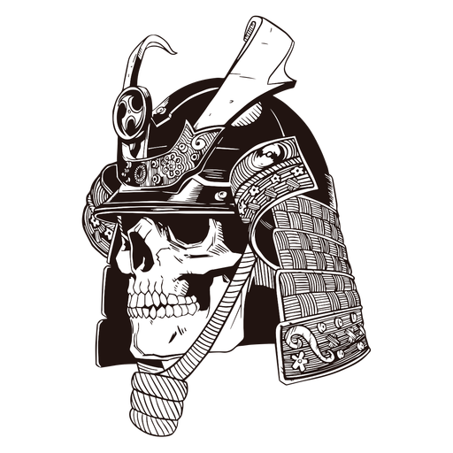 Crânio samurai desenhado à mão Desenho PNG